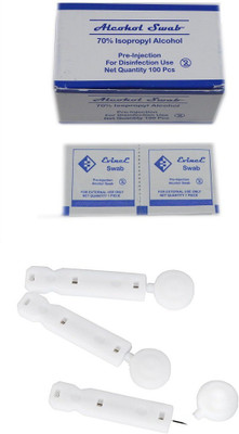 Evince Ultra Fine painless Flat Lancet pack of 100 with 100 alcohol swabs Glucometer Lancets(100)