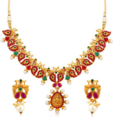 Sukkhi Alloy Gold-plated Green, Red, Pink Jewellery Set(Pack of 1)