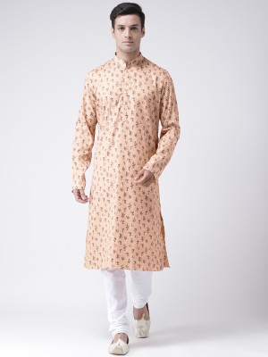 DEYANN Men Printed Straight Kurta(Beige)