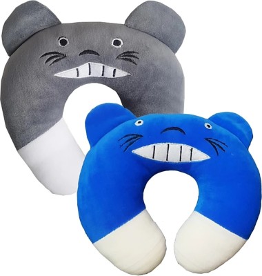 BRANDONN Polyester Fibre CARTOON EMBROIDERY Baby Pillow Pack of 2(GREY / ROYAL BLUE)