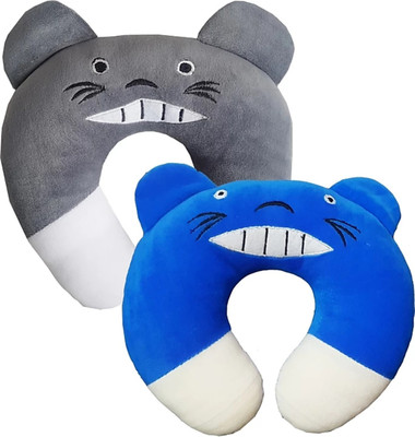 BRANDONN Polyester Fibre CARTOON EMBROIDERY Baby Pillow Pack of 2(GREY / ROYAL BLUE)