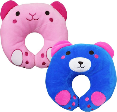BRANDONN Polyester Fibre Abstract Baby Pillow Pack of 2(PINK / ROYAL BLUE)