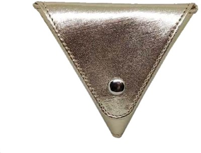 JL Collections Gold PU Triangle shape with two side Button Closure Coin Purse