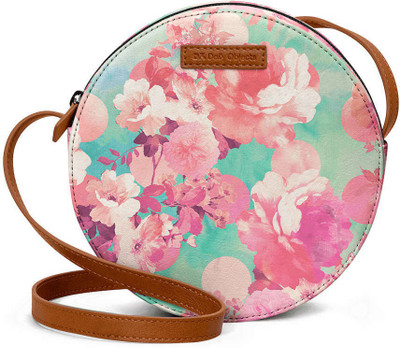 DailyObjects Multicolor Sling Bag Pink Retro Teal Polka Dots - Orbis Crossbody Bag
