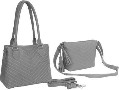 Leather Land Grey Sling Bag Stitch Shoulder Bag With sling bag Free