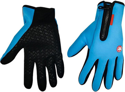 FUTABA Windproof Outdoor Skiing Touch Screen Motorcycle Racing Gloves-XL Ski Gloves(Blue)