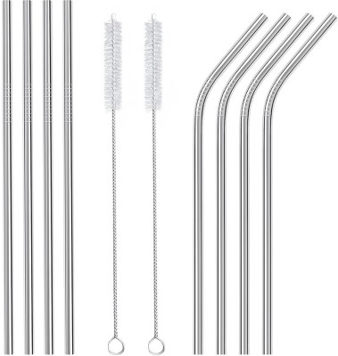 play run Straight Drinking Straw(Silver, Pack of 10)