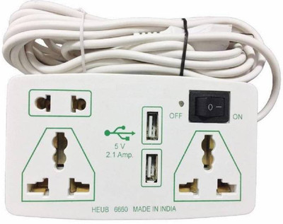 D-DEVOX 2.1 Amp 2 USB + 3 Way Electric Spike with Fuse Protection Power extaintion 3 Socket Extension Boards(White, 3.6 m, With USB Port) D-DEVOX 2.1 Amp 2 USB + 3 Way Electric Spike with Fuse Protection Power extaintion 3 Socket Extension Boards(White, 3.6 m, With USB Port)
