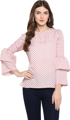 indietoga Casual Flute Sleeve Printed Women Pink Top