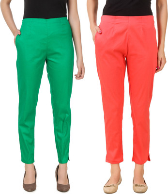 Q-Rious Regular Fit Women Green, Pink Trousers