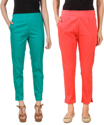 Q-Rious Regular Fit Women Green, Pink Trousers