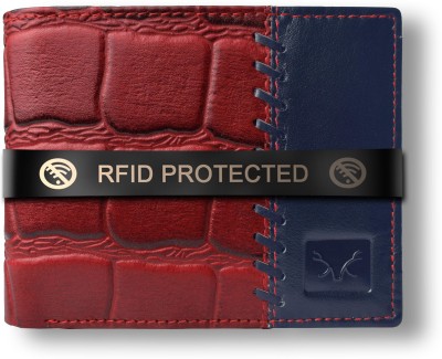AL FASCINO Men Maroon, Blue Genuine Leather Wallet(6 Card Slots)