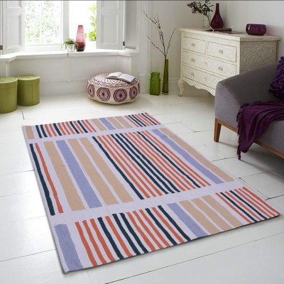 PEQURA Multicolor Cotton Carpet(5 ft,  X 7 ft, Rectangle)