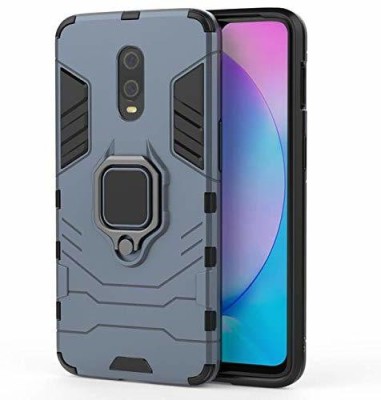 MOBILOVE Back Cover for OnePlus 6T / OnePlus 7 | Dual Layer Hybrid Armor Defender Case with 360 Degree Metal Finger Ring(Blue, Rugged Armor, Pack of: 1)