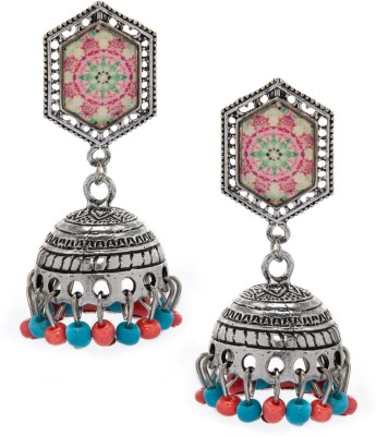 RUBANS Silver Toned Hand Crafted Jhumka Earrings Alloy Jhumki Earring