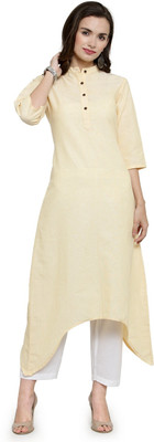 Enchanted Drapes Women Solid A-line Kurta(Yellow)