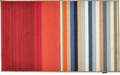 Ariana Polyester Door Mat(Red, Multicolor Stripes, Large)
