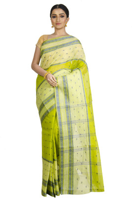 Akash Enterprise Self Design Handloom Handloom Pure Cotton Saree(Light Green)