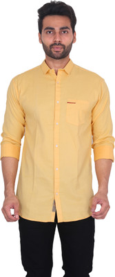 MG & G Men Solid Casual Yellow Shirt