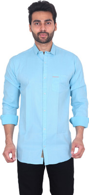 MG & G Men Solid Casual Light Blue Shirt