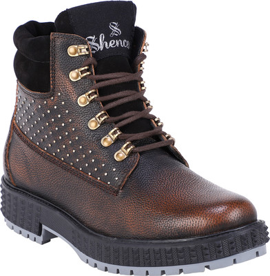 SHENCES Casual Boots For Men(Brown , 9)