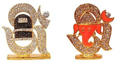 9facts Set of 2 Lord Shiva Symbol OM Sign Idol & God Ganesh / Ganpati / Lord Ganesha Idol - Statue Gift item Decorative Showpiece Decorative Showpiece  -  4 cm(Brass, Multicolor)