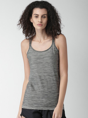 Nike Casual Sleeveless Self Design Women Grey Top