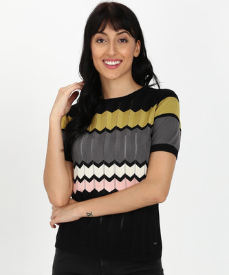 pepe-jeans-casual-half-sleeve-self-design-women-multicolor-top