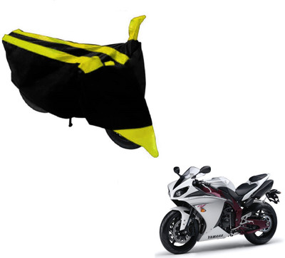 NIKS Two Wheeler Cover for Yamaha(Black, Yellow)