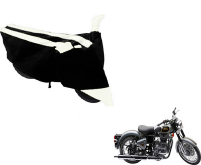 MOCKHE Two Wheeler Cover for Royal Enfield(Classic 500, Black, White)
