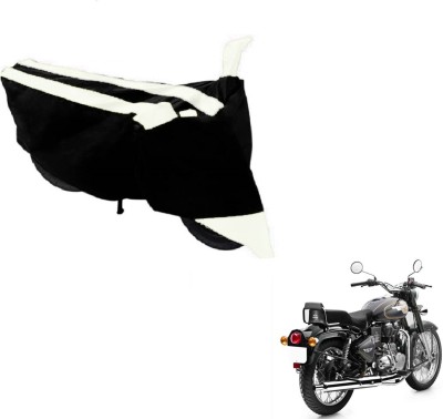 MOCKHE Two Wheeler Cover for Royal Enfield(Bullet 500, Black, White)