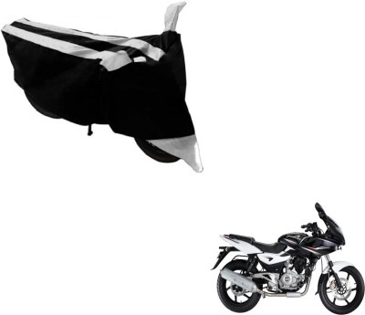 MOCKHE Two Wheeler Cover for Bajaj(Pulsar 220 DTS-i, Black, Silver)