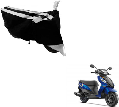 MOCKHE Two Wheeler Cover for Suzuki(Let's, Black, Silver)
