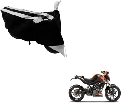 MOCKHE Two Wheeler Cover for KTM(Duke 200, Black, Silver)