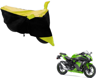 MOCKHE Two Wheeler Cover for Kawasaki(Ninja, Black, Yellow)