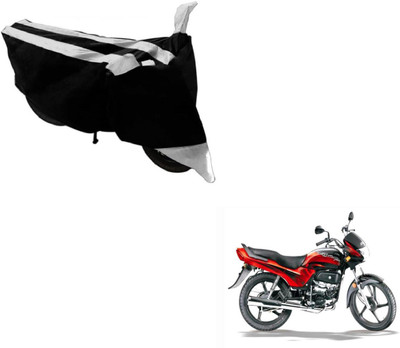 Amanzo Two Wheeler Cover for Hero(Passion Plus, Black, Silver)