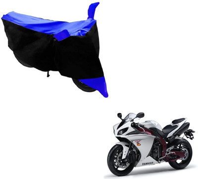 MOCKHE Two Wheeler Cover for Yamaha(Black, Blue)