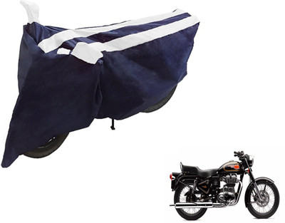 MOCKHE Two Wheeler Cover for Royal Enfield(500, Black, White)