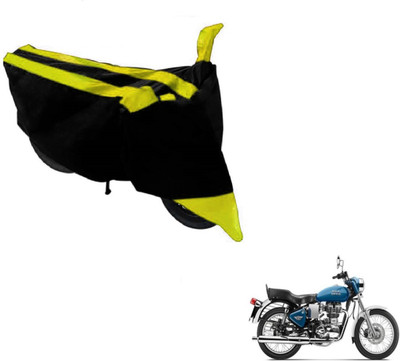NIKS Two Wheeler Cover for Royal Enfield(Black, Yellow)