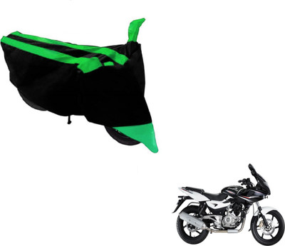 MOCKHE Two Wheeler Cover for Bajaj(Pulsar 220 DTS-i, Black, Green)