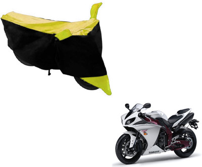 MOCKHE Two Wheeler Cover for Yamaha(Black, Yellow)