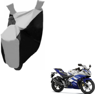 Auto Hub Two Wheeler Cover for Yamaha(R15, Black, Silver)