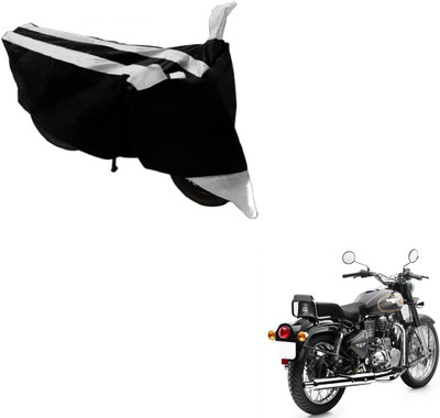 MOCKHE Two Wheeler Cover for Royal Enfield(Bullet 500, Black, Silver)