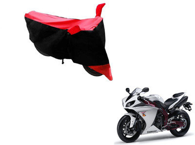 MOCKHE Two Wheeler Cover for Yamaha(Black, Red)