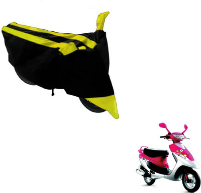 MOCKHE Two Wheeler Cover for TVS(Scooty Pep+, Black, Yellow)