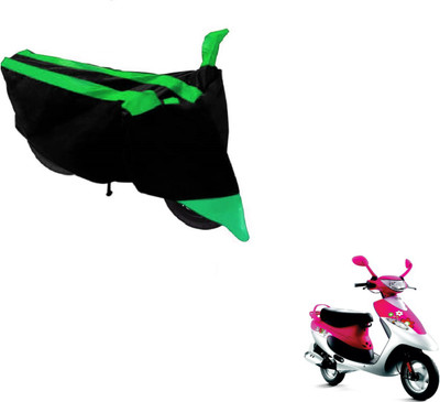 MOCKHE Two Wheeler Cover for TVS(Scooty Pep+, Black, Green)