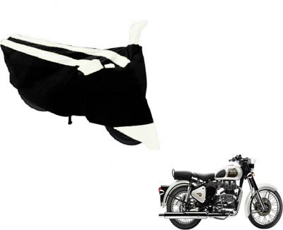 MOCKHE Two Wheeler Cover for Royal Enfield(Classic 350, Black, White)