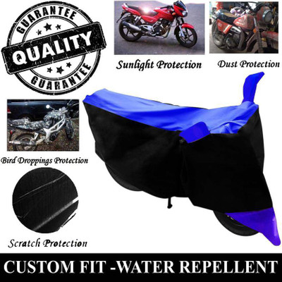 Auto Hub Two Wheeler Cover for Bajaj(Pulsar 220 DTS-i, Black, Blue)