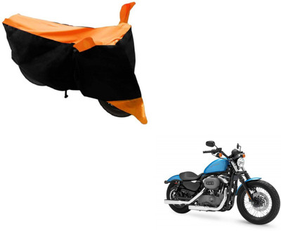 MOCKHE Two Wheeler Cover for Harley Davidson(XL 1200, Black, Orange)