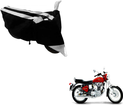 Amanzo Two Wheeler Cover for Royal Enfield(Black, Silver)